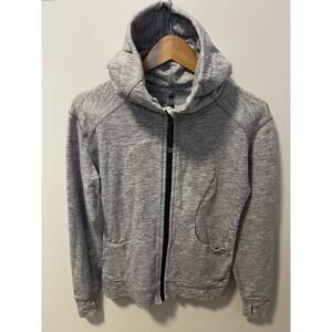 Lululemon Athletica Women 6 Blue Gray Full Zip Hooded Jacket Thumb Holes Pocket